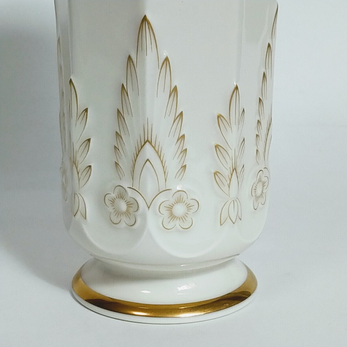 ★ ノリタケ アイボリー チャイナ 花瓶 金彩 フラワーベース 花器 Noritake ivory china レトロ ★635_画像3