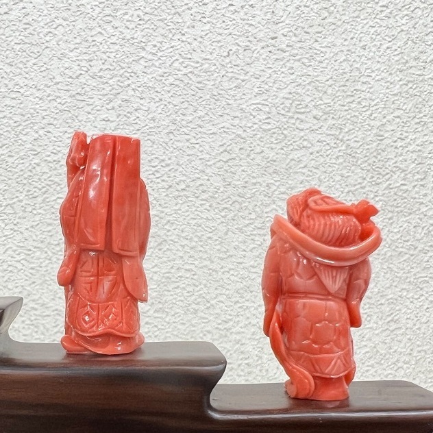 Bibian 比比昂- 超希少天然本珊瑚七福神台座ガラスケース付◇超 Bibian 比比昂- 超希少天然本珊瑚七福神台座ガラスケース付◇超