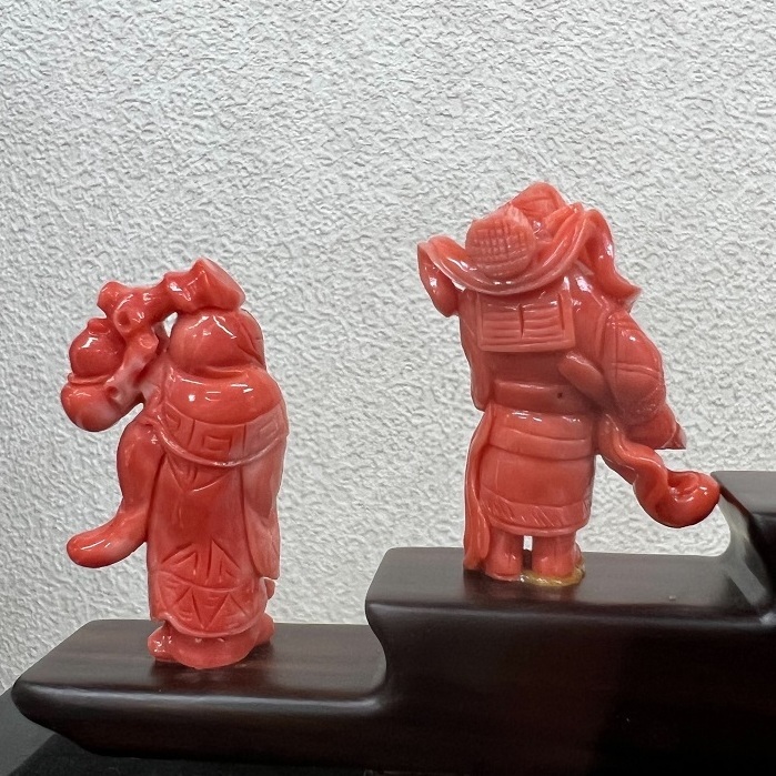 Bibian 比比昂- 超希少天然本珊瑚七福神台座ガラスケース付◇超 Bibian 比比昂- 超希少天然本珊瑚七福神台座ガラスケース付◇超