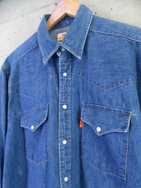 1150s8◆良品です◆オレンジタブ◆Levi's リーバイス 長袖デニムシャツ M/ダンガリーシャツ/デニムジャケット/ジージャン/カバーオール_画像2