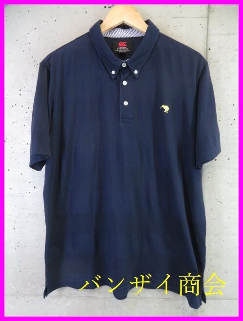 【送料300円可】4150s10◆良品です◆吸汗速乾◆3Lサイズ◆CANTERBURY カンタベリー ボーダー 半袖ドライポロシャツ/ラガーシャツ/ジャージ_画像1