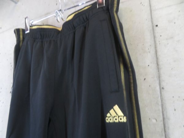 1250s25◆良品です◆セットアップ◆黒×金◆adidas アディダス 3ストライプ トラックジャージ 上下 L/ジャケット/ジャージパンツ/メンズ_画像7