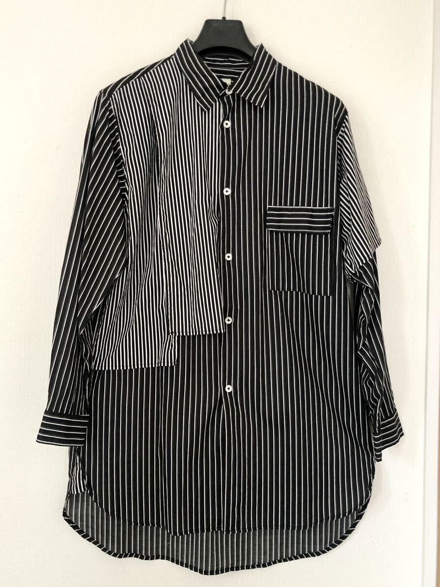 19ss vast222 striped design shirt /バースト222ストライプ 長袖 シャツ /ブラック /2_画像1