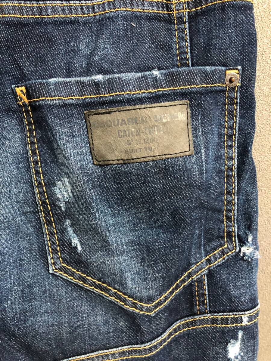 国内正規 DSQUARED2 TIDY BIKER JEAN クラッシュ 加工 バイカー デニム パンツ S74LB0014 ディースクエアード 46 インディゴの画像4