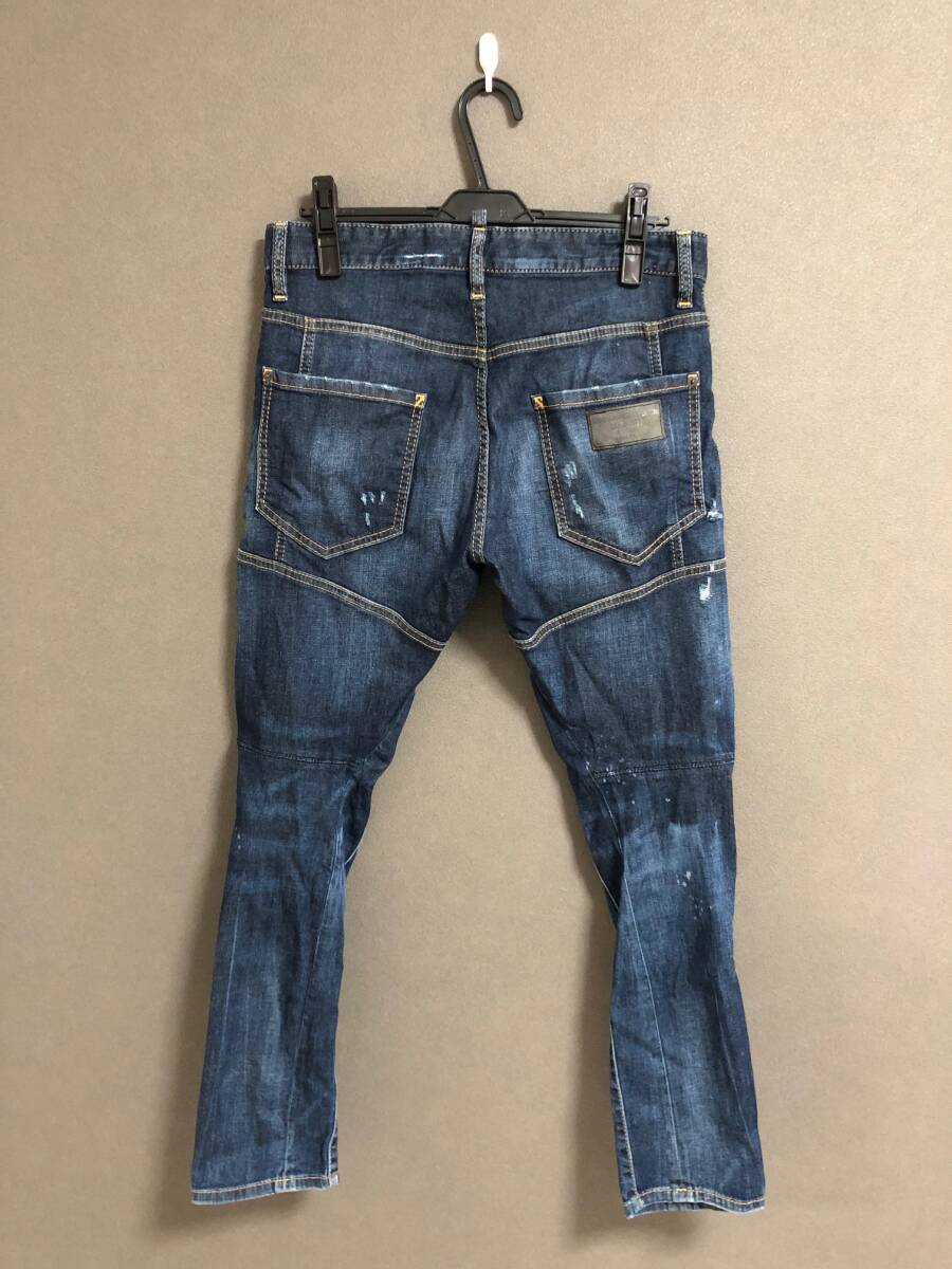 国内正規 DSQUARED2 TIDY BIKER JEAN クラッシュ 加工 バイカー デニム パンツ S74LB0014 ディースクエアード 46 インディゴの画像3