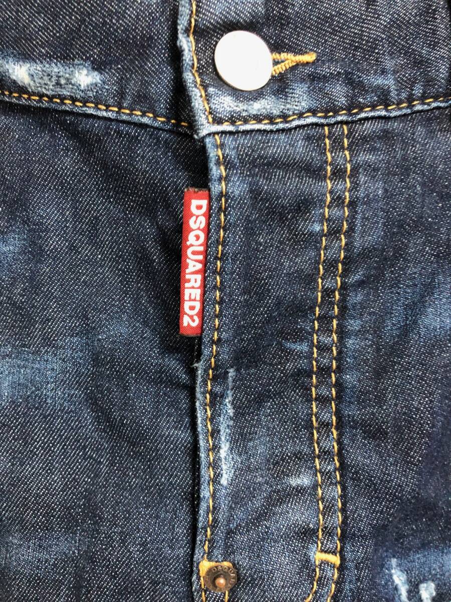 国内正規 DSQUARED2 TIDY BIKER JEAN クラッシュ 加工 バイカー デニム パンツ S74LB0014 ディースクエアード 46 インディゴの画像6