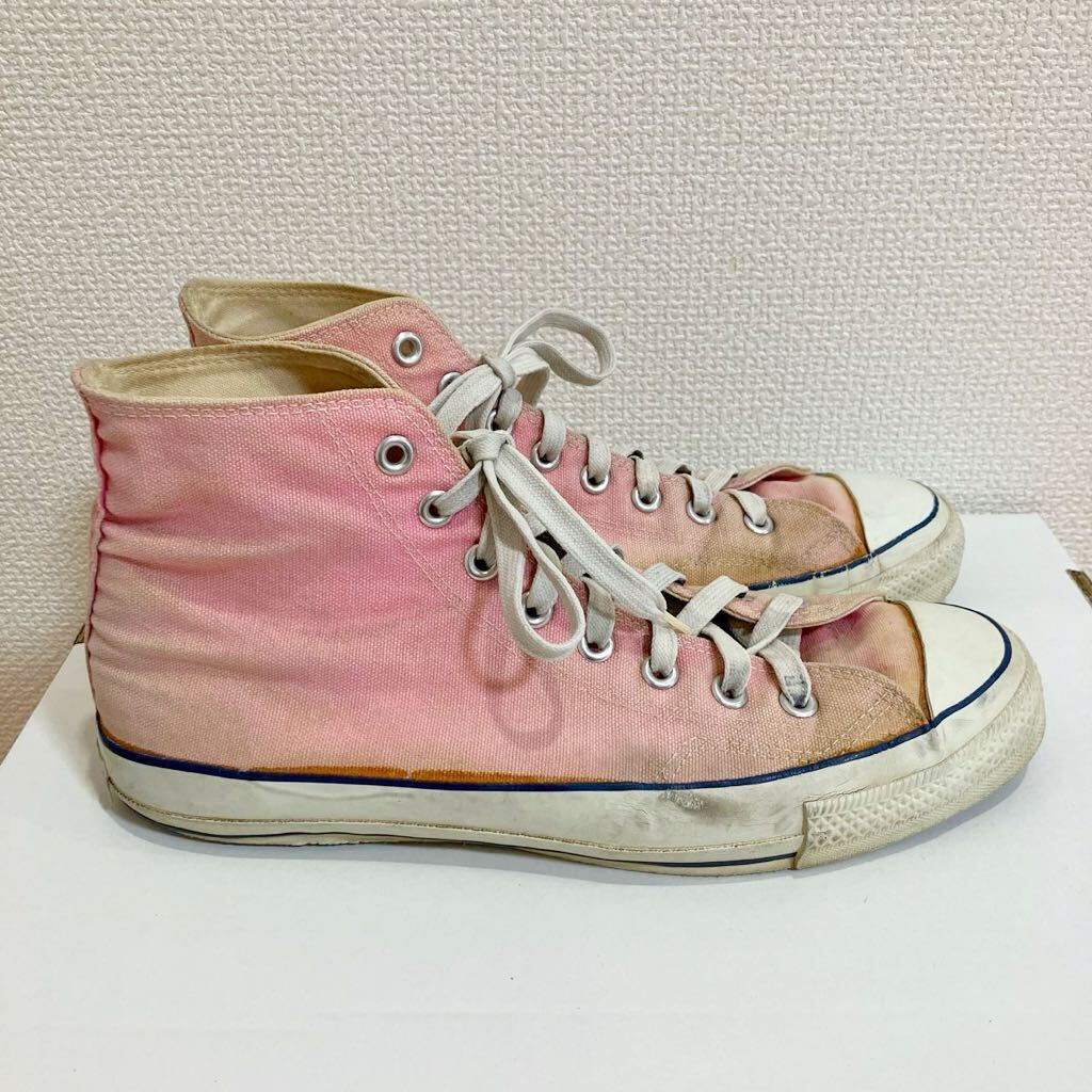 ビンテージ 80s CONVERSE コンバース オールスター ハイカット ピンク サイドステッチ 当て布 10 1/2 10.5 29.0cm USA製 チャックテイラー_画像3