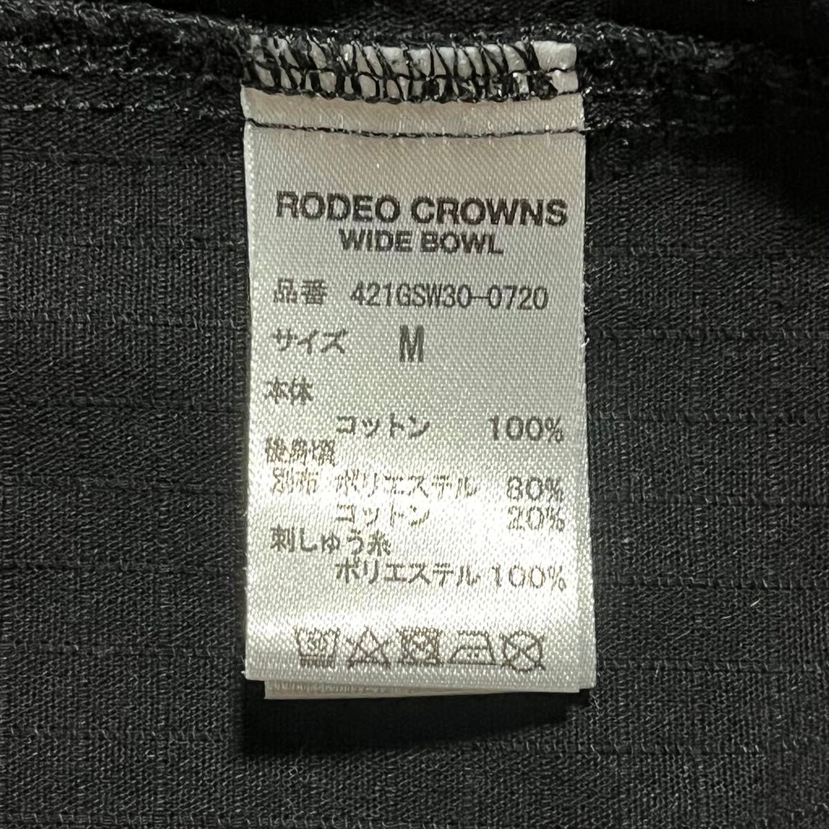 RODEO CROWNS ロデオクラウンズ カバーオール 黒 Mサイズ ロゴ ワッペン 【美品】