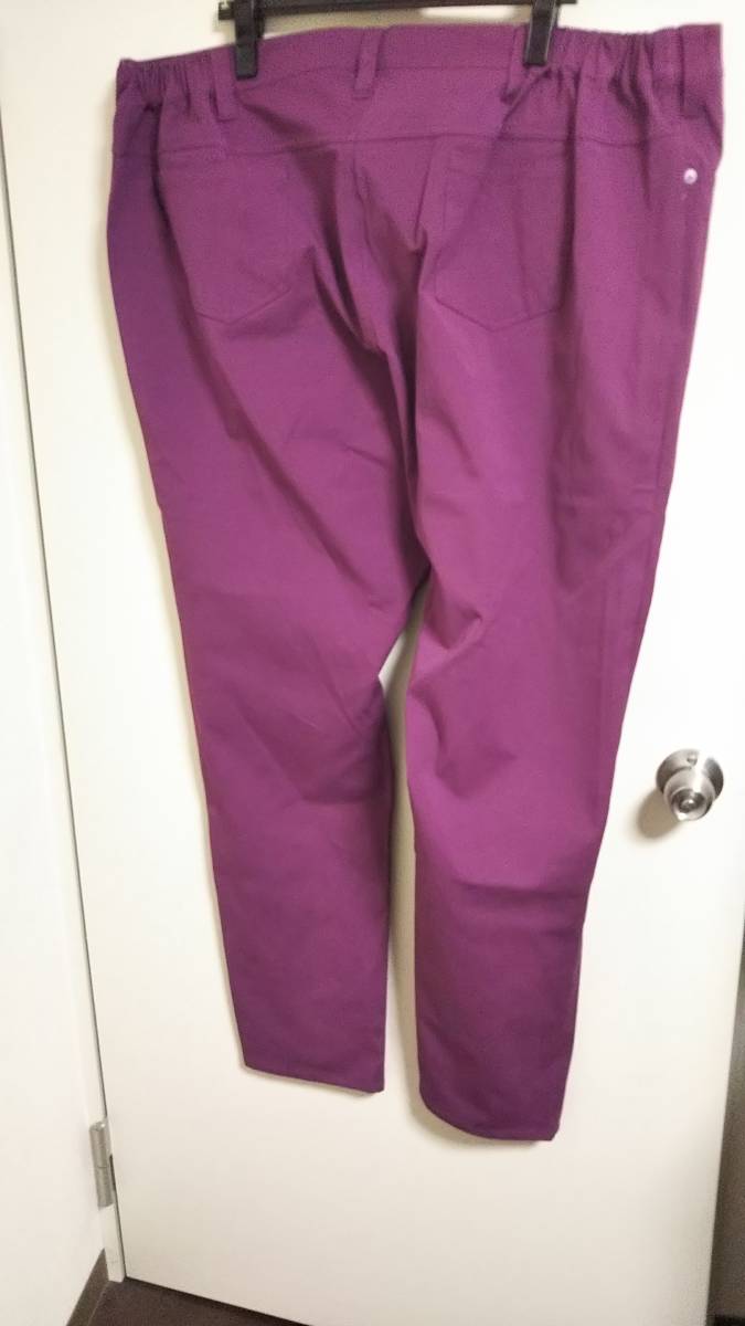 新品 レディース パンツ パープル 紫 ウエスト 130cm 大きいサイズ 綿 ポリウレタン_画像2