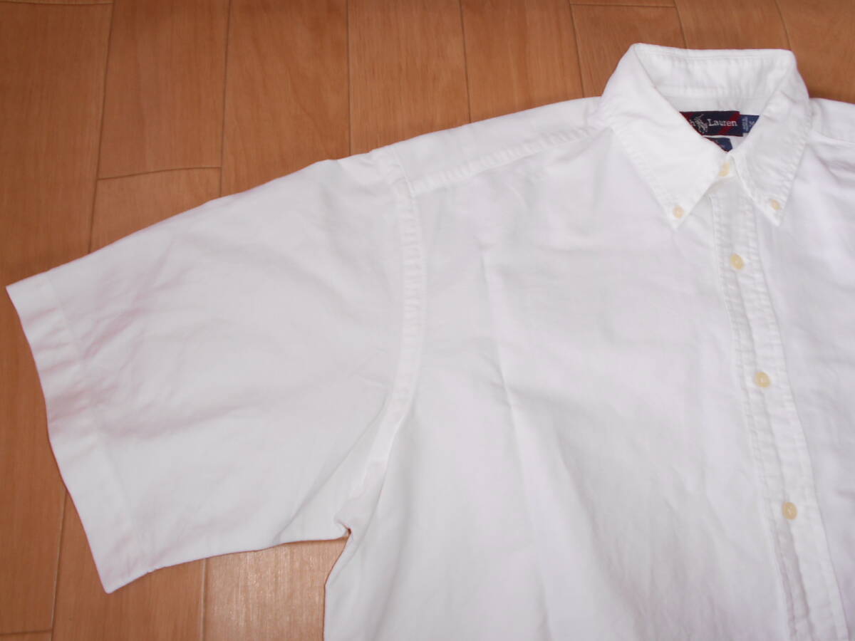 *8090*s Old Vintage Ralph Lauren BLAKE short sleeves BD shirt size M largish superior article! oxford manner plain white button down b rare 