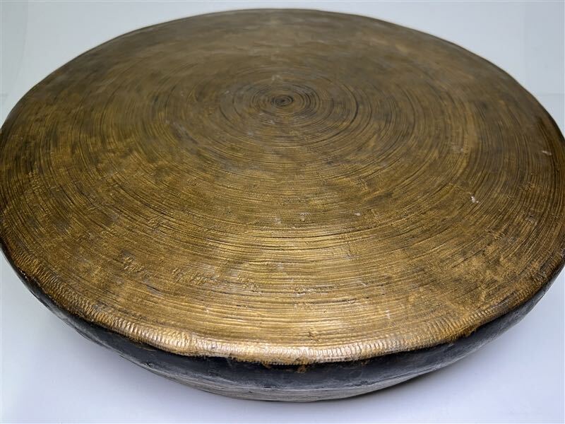 107 時代物 仏教美術 古銅 銅鑼 ① 直径37cm 重量3.5kg 銅製 仏具 鳴物 寺院 密教 法具 金属工芸の画像5