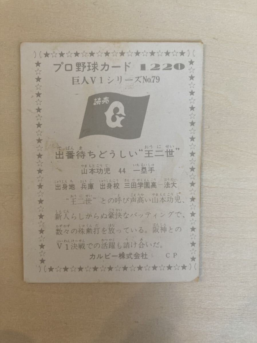 プロ野球カード　山本功児　読売ジャイアンツ　巨人　1220 1976年_画像2