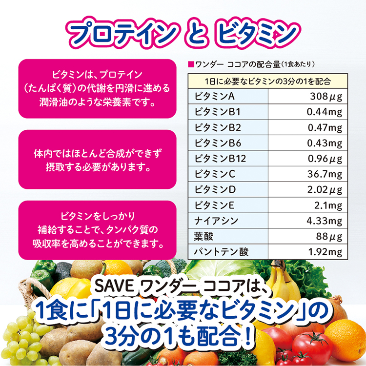 SAVE ワンダー ココア 950g 天然甘味料 ホエイプロテイン & ソイプロテイン 950g_画像5