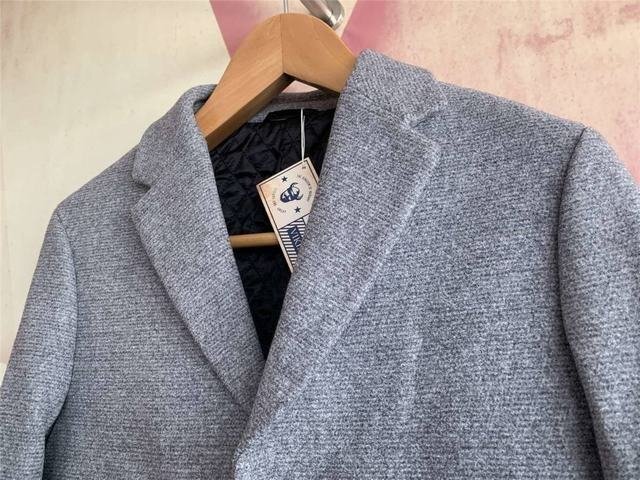 DY-001灰【実寸50 M-L程度】新品*秋冬 3釦 メンズ ミドル wool 上質肉厚■紳士高品質 ロング テーラード ジャケット アウター_画像4