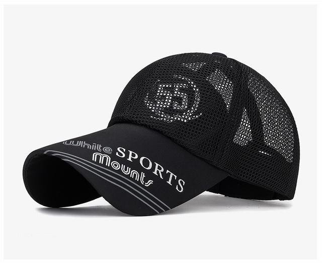 野球帽 帽子 テニス メッシュ キャップ ロゴ カジュアル つば長 アウトドア 釣り ゴルフ 通気性 メンズ ブラックの画像1