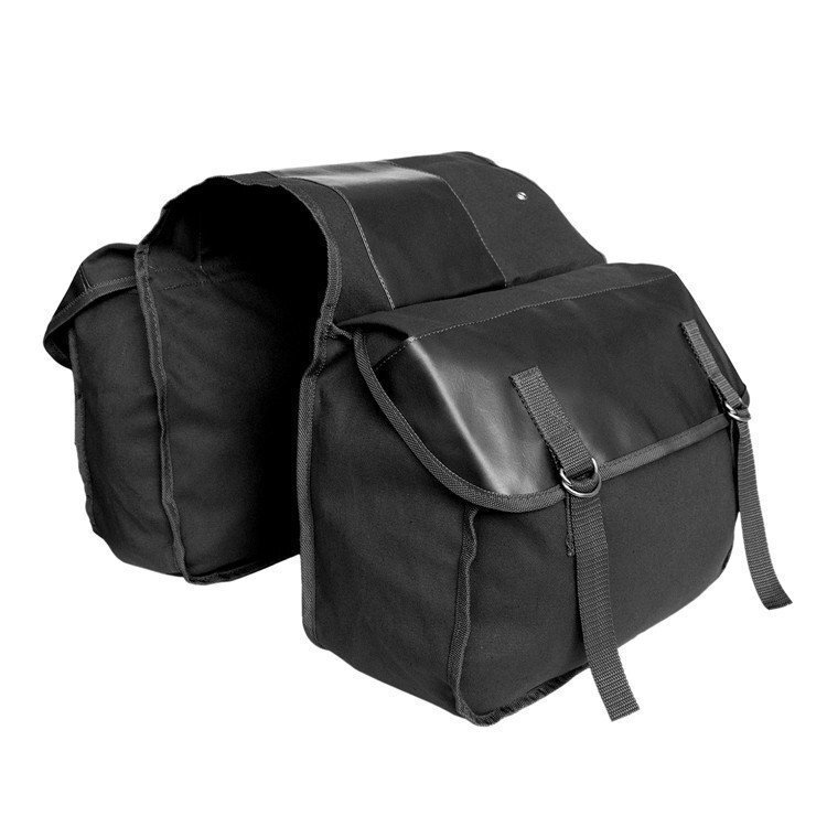  all-purpose canvas pannier bag bike touring sidebag black 