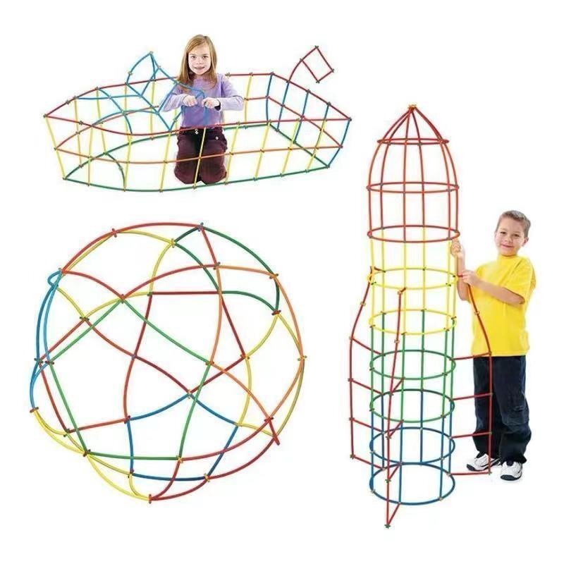 チューブパズル　組み立て 知育玩具　ストロー　おもちゃ　発想力　想像力　積み木　400ピース　３歳　4歳　5歳_画像2