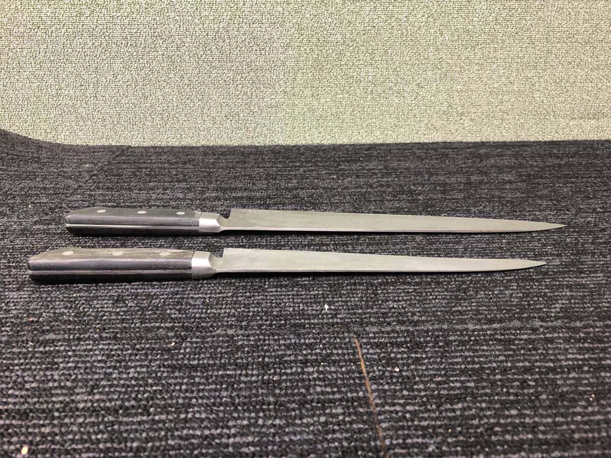 プロ用包丁　牛刀 Kanemitsu MOLYBDENUM VANADIUM 刃渡り約30cm 24cm 2点　セット_画像8