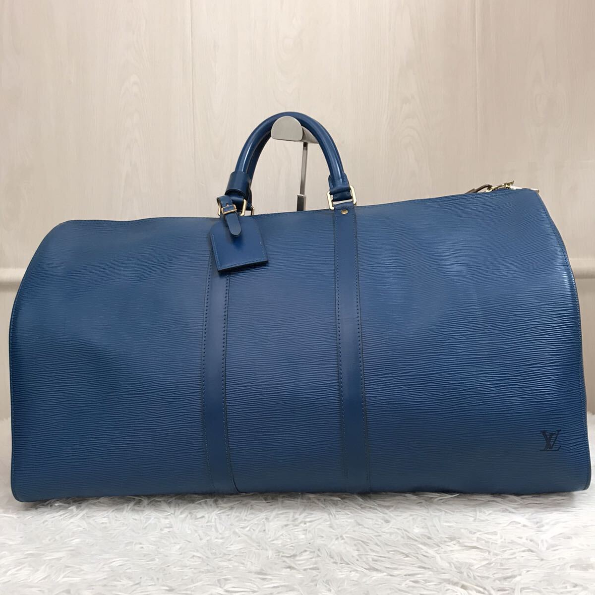 極美品/キーポル55●ルイヴィトン LOUIS VUITTON ボストンバッグ 旅行かばん エピ メンズ ビジネス 大容量 ブルー 青 レザー 本革 希少色_画像2