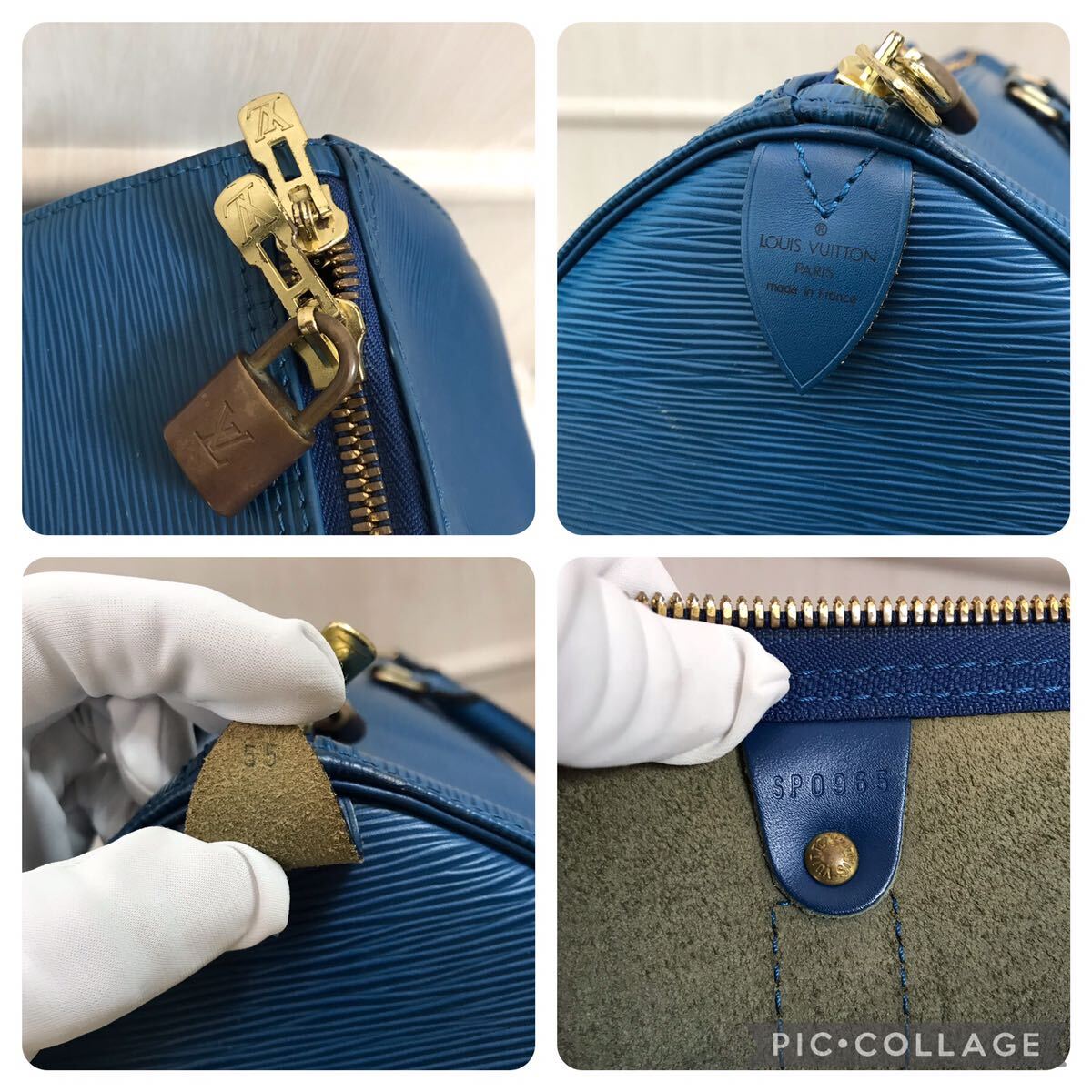 極美品/キーポル55●ルイヴィトン LOUIS VUITTON ボストンバッグ 旅行かばん エピ メンズ ビジネス 大容量 ブルー 青 レザー 本革 希少色_画像10