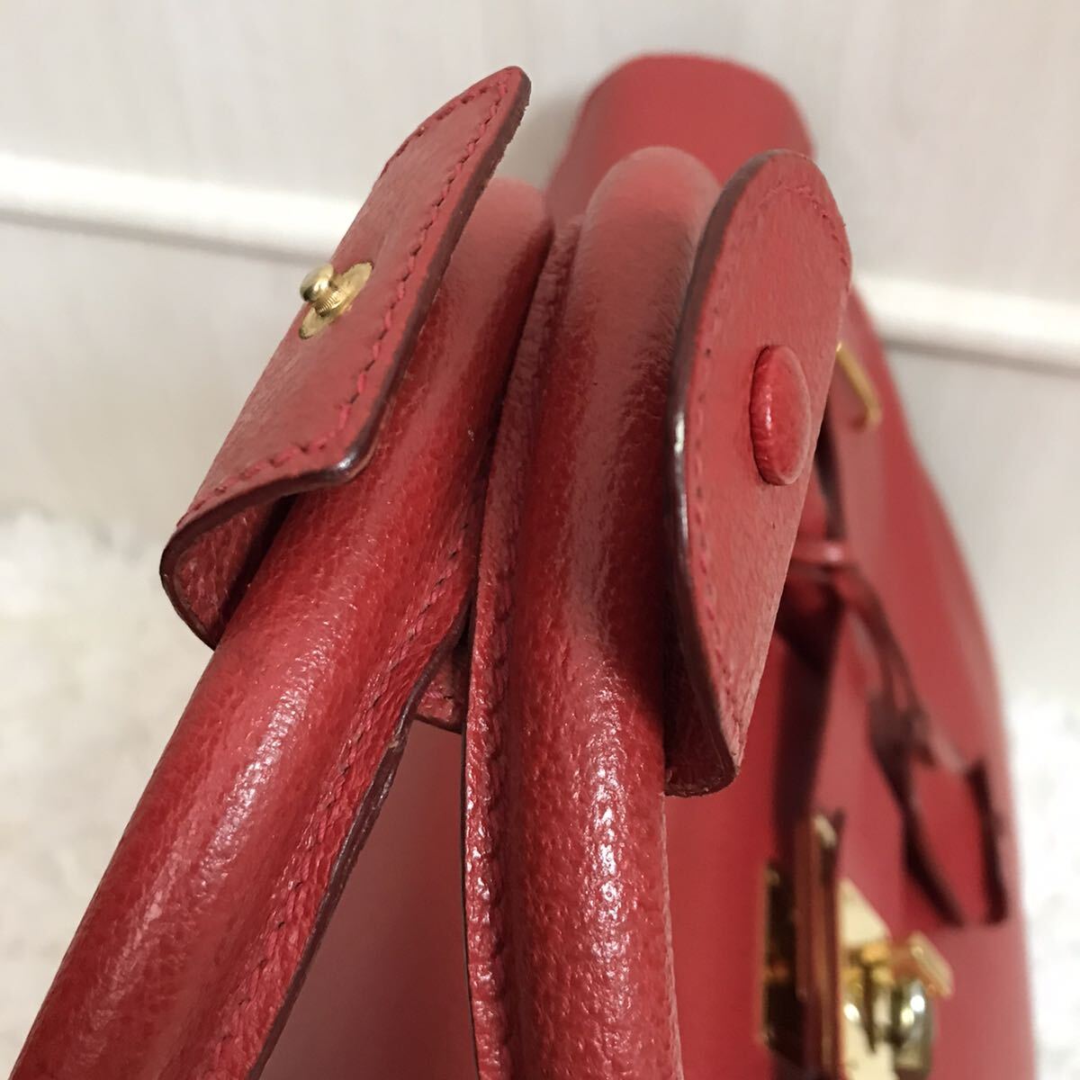 超美品/入手困難●グッチ GUCCI ボストンバッグ 旅行かばん メンズ ビジネス 大容量 ターンロック 金具 レザー 本革 赤 レッド 被せ 鍵付き_画像6