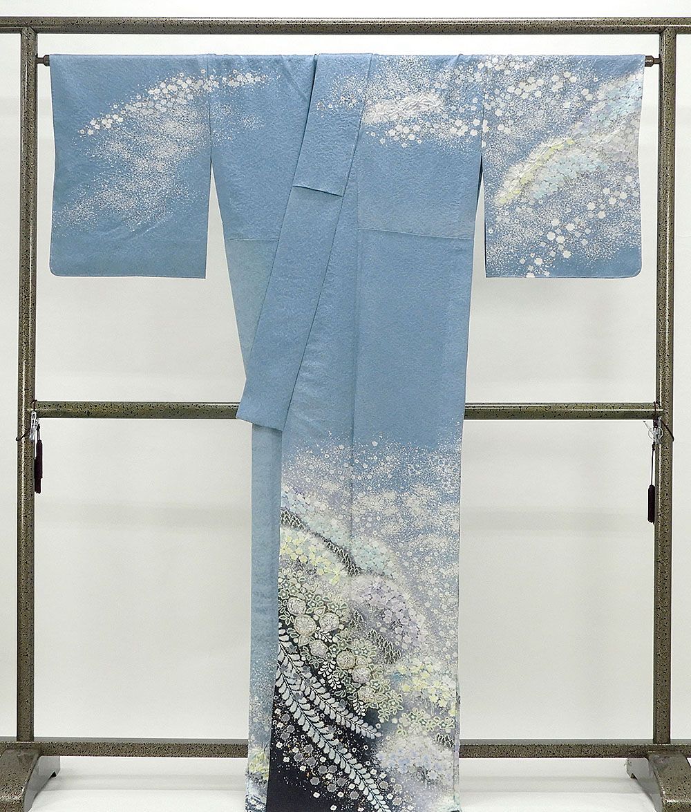 単衣 訪問着 新品仕立済 正絹 絞り染色作家 吉乃一廉作 身丈166cm 裄丈68cm 辻が花絞り 新品 仕立て上がり 着物 wb1073_画像2