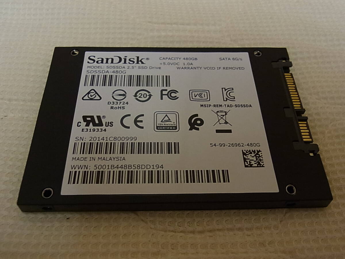 正常 100% 25時間 SDSSDA-480G サンディスク San Disk ソリッド ステート ドライブ SSD プラス PLUS 480GB 2.5インチの画像4