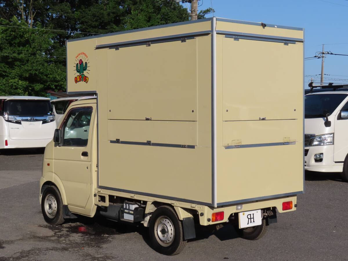 キッチンカー!!キャリイトラック/車検2年付/修復歴無し/シンク2口/作業台/換気扇/跳ね上げ扉/電源ポンプ/パナソニック冷蔵庫/パワステ/ETC_画像7