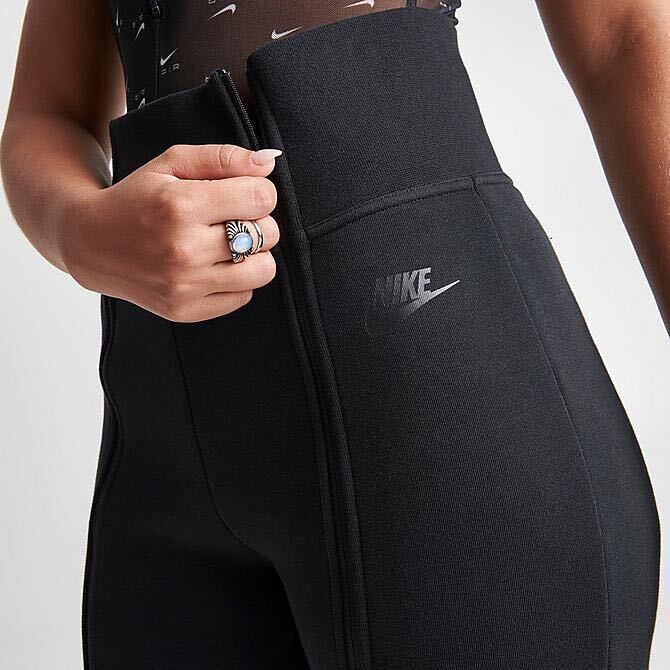 M 新品 ナイキ テックフリース ハイライズ スリム ジップ パンツ 黒 ブラック ウィメンズ NIKE ダンス スウェットパンツ フレアパンツ