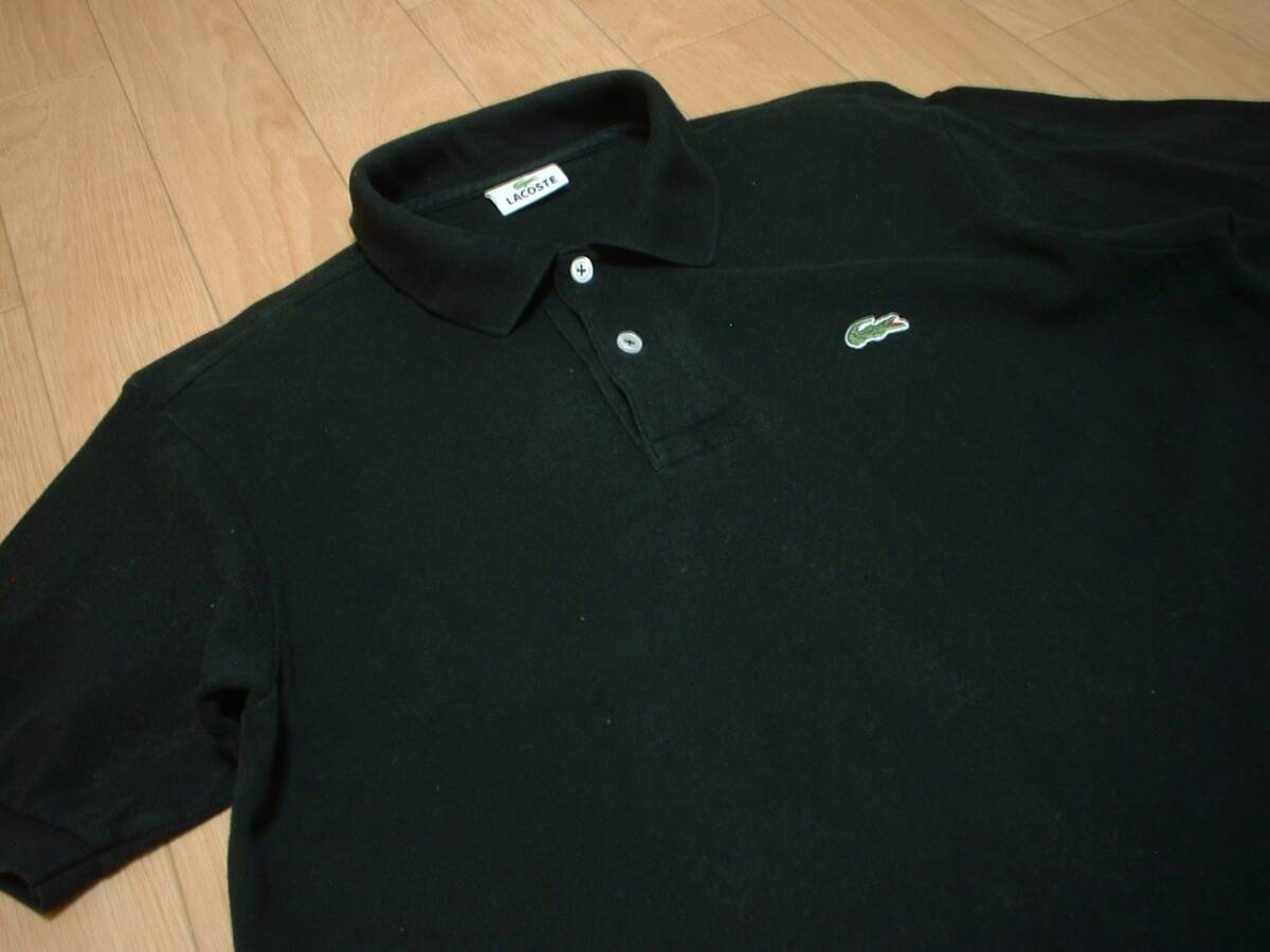 LACOSTEワンポイント鹿の子ポロシャツ4黒ブラックL正規ラコステPOLO SHIRTワニ半袖クロコダイルカットソー定価16,500円の画像5