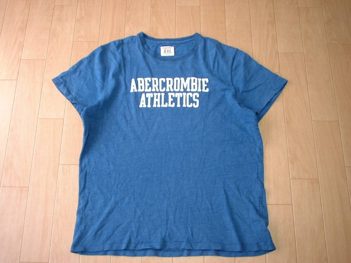 即戦力2着セット高級Abercrombie & Fitch大人気ワッペンロゴTシャツXXLインディゴ染め&ブラック正規アバクロンビー&フィッチ2XL藍染め_画像3