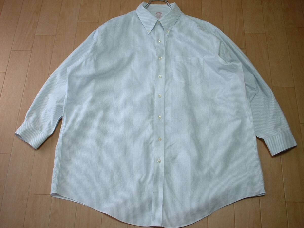 大人気BROOKS BROTHERSノンアイロンオールコットンボタンダウンシャツ美品XL-XXL白ホワイト正規ブルックスブラザーズストライプ18-1/2-33_画像3