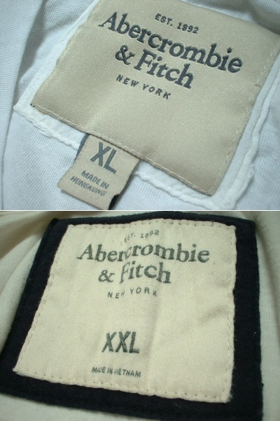 即戦力2着セット高級Abercrombie & Fitch大人気ビンテージワッペン&ワンポイント刺繍TシャツXL-XXL白ホワイト正規アバクロンビー&フィッチ_画像2