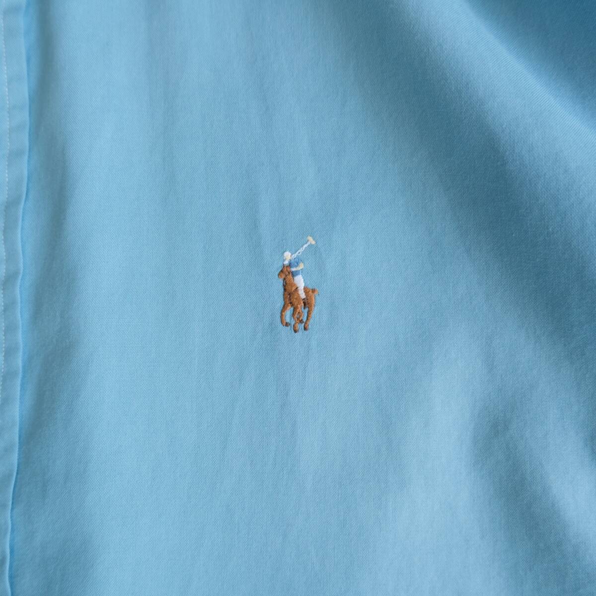  Ralph Lauren ラルフローレン 刺繍ロゴ 長袖BDシャツ 青 ブルー 171/2 古着の画像7