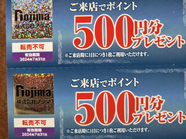 ノジマ 株主優待券 10%引×25枚＋来店P3,000円分_画像2