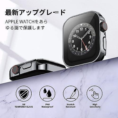 最善 ★44mm_直角光沢のブラック★ 対応 Apple Watch ケース 44mm 防水ケース 3D直角エッジデザイン メッキ加工 アップルウォッチ カバー_画像2