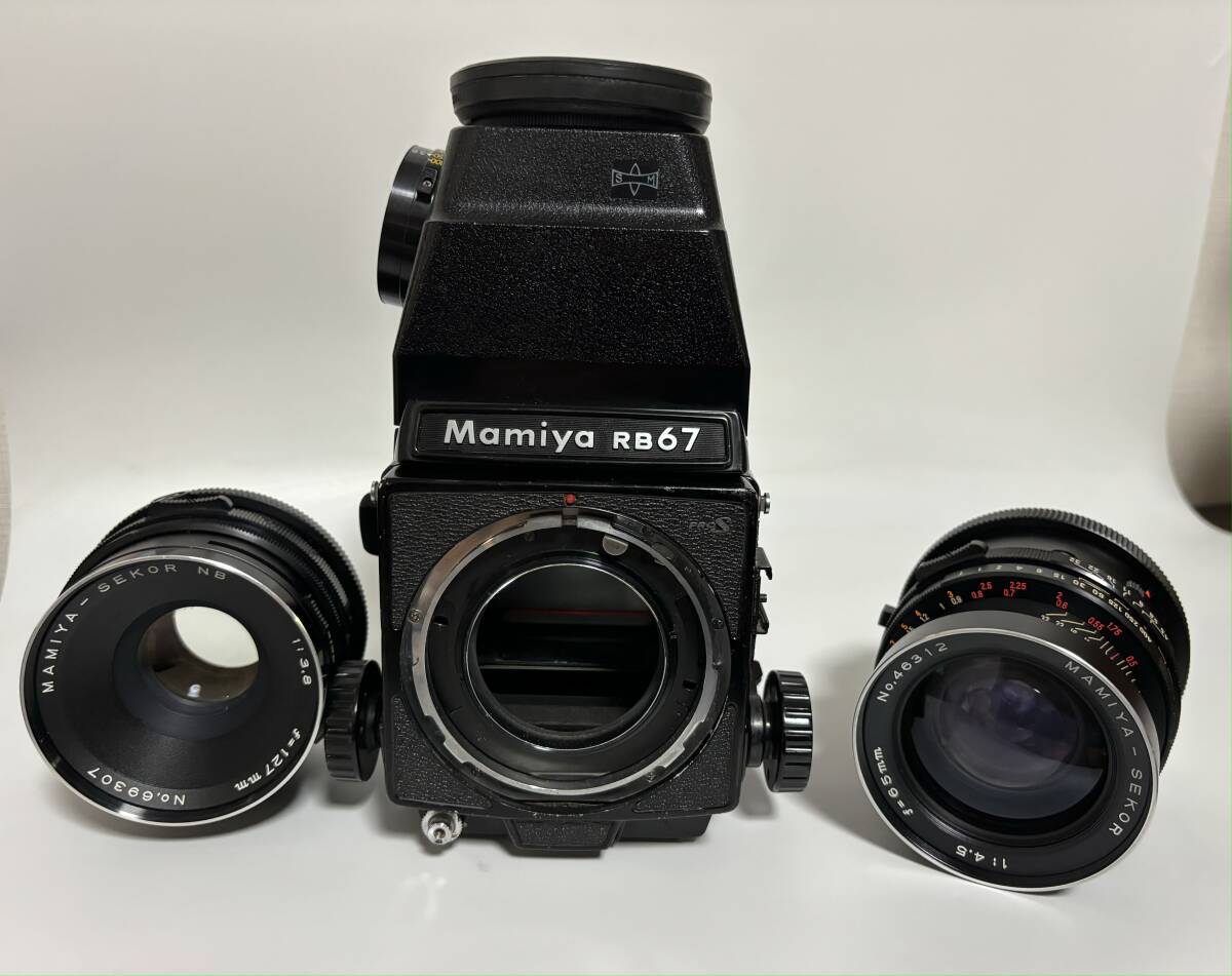 マミヤ Mamiya RB67 PRO S 中判カメラ SEKOR NB 127mm F3.8 65㎜ F4.5 レンズ フィルムバック ほか まとめて セットの画像1