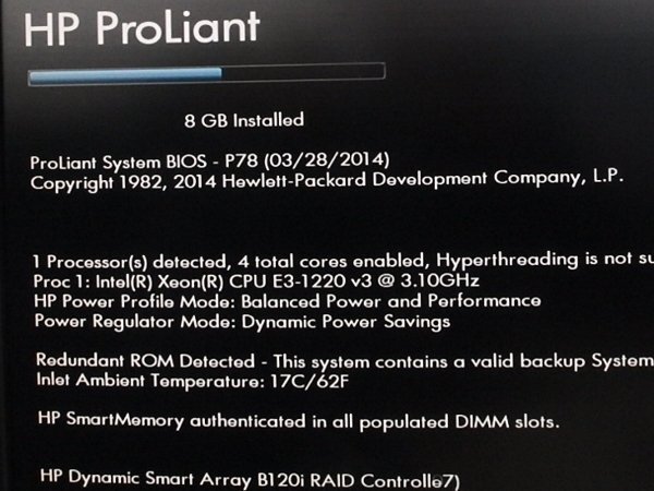 ■○ HP ProLiant ML310e Gen8 V2 Xeon E3-1220 V3 3.10GHz/メモリ 8GB/HDD 1TB×2/DVDマルチ/OS無し/Setup起動確認_画像2