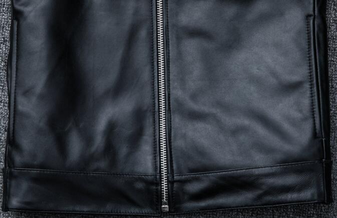  autumn winter new work # sheepskin stand-up collar Single Rider's leather jacket black size Italian leather Ram sheep leather 