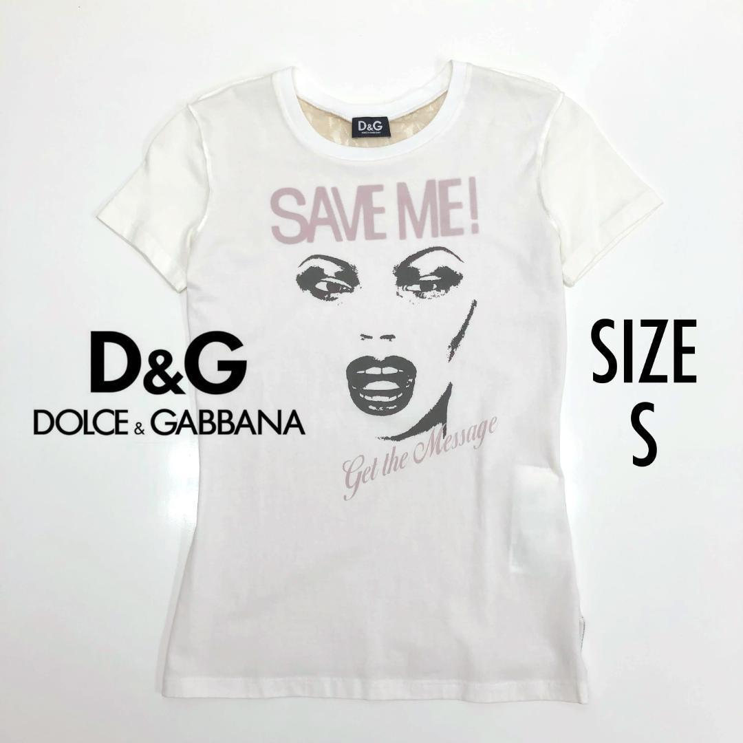 ☆未使用品☆D&G Tシャツ バック シースルー バックレース　プリント_画像1