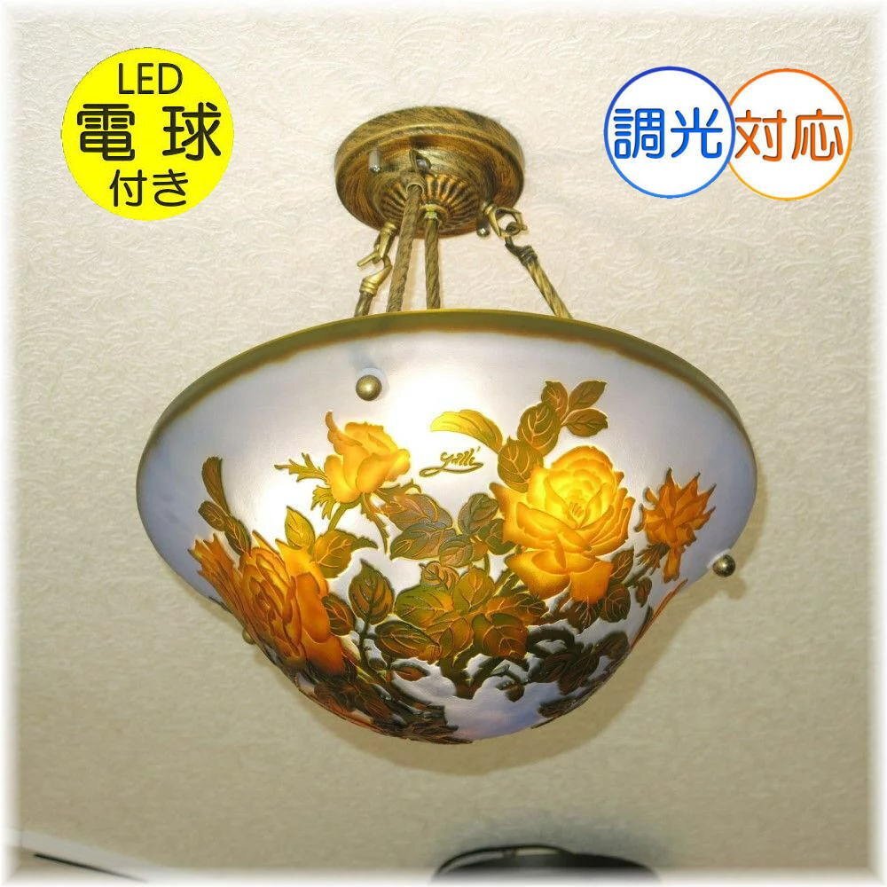 【LED付き！】豪華！ガレ 風 led ガラス工芸 アンティーク シャンデリア シャンデリア照明 シーリングライト ビーズ 安い 北欧 レトロ_画像1