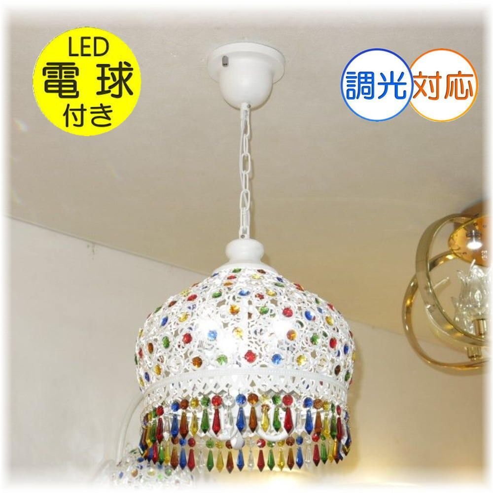 【LED付き！】新品 アジアン 可愛い クリスタルアートデザイン LED ペンダントライト led 階段 吹き抜 ダイニング 安い 北欧 アンティーク_画像1