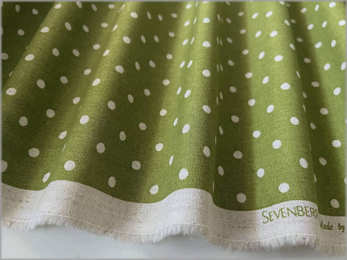 mets★5m*綿麻キャンバス*5mmドット水玉柄*apple green*生地A44の画像3