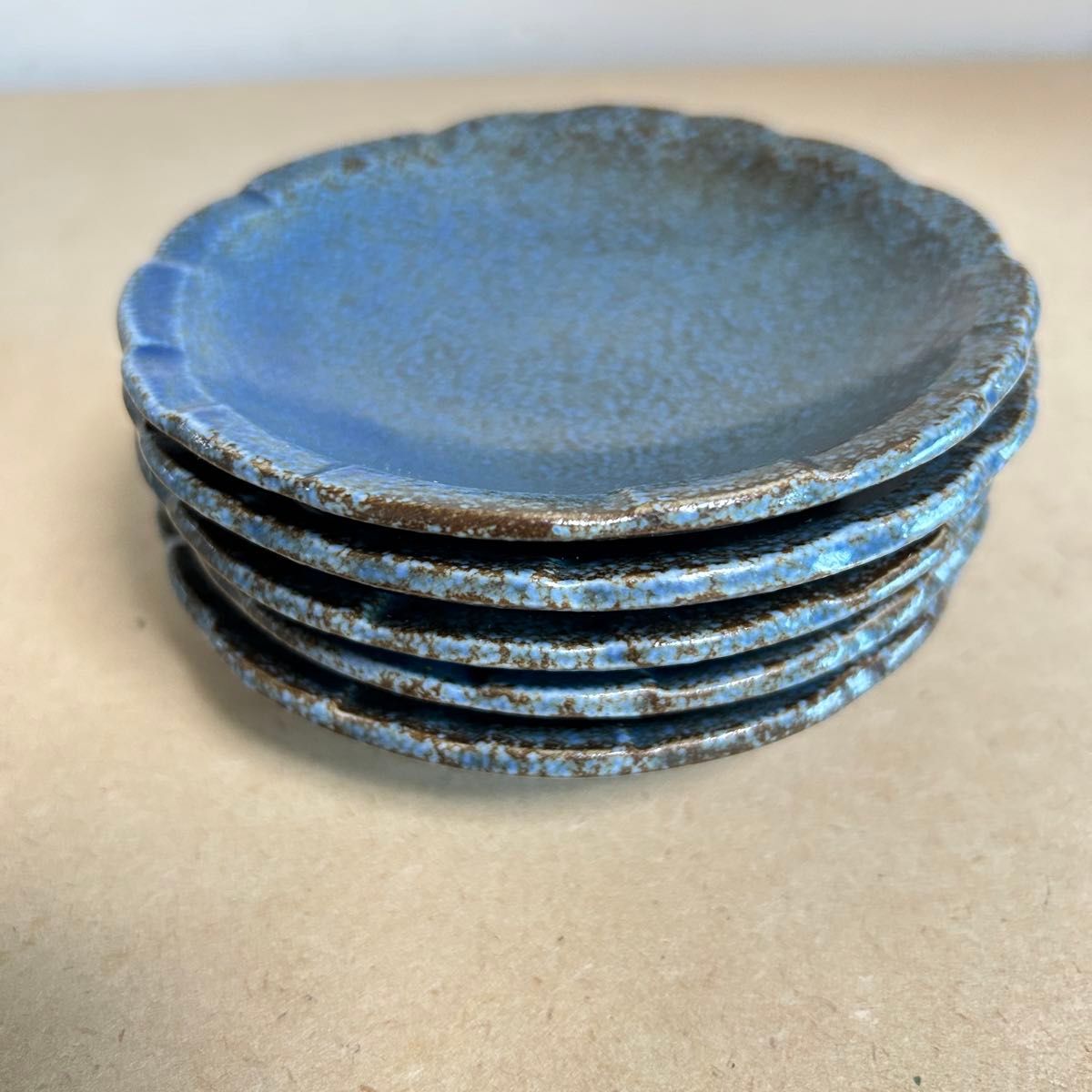 ブルー小皿5枚 丸皿 和洋食器 オシャレ 陶器