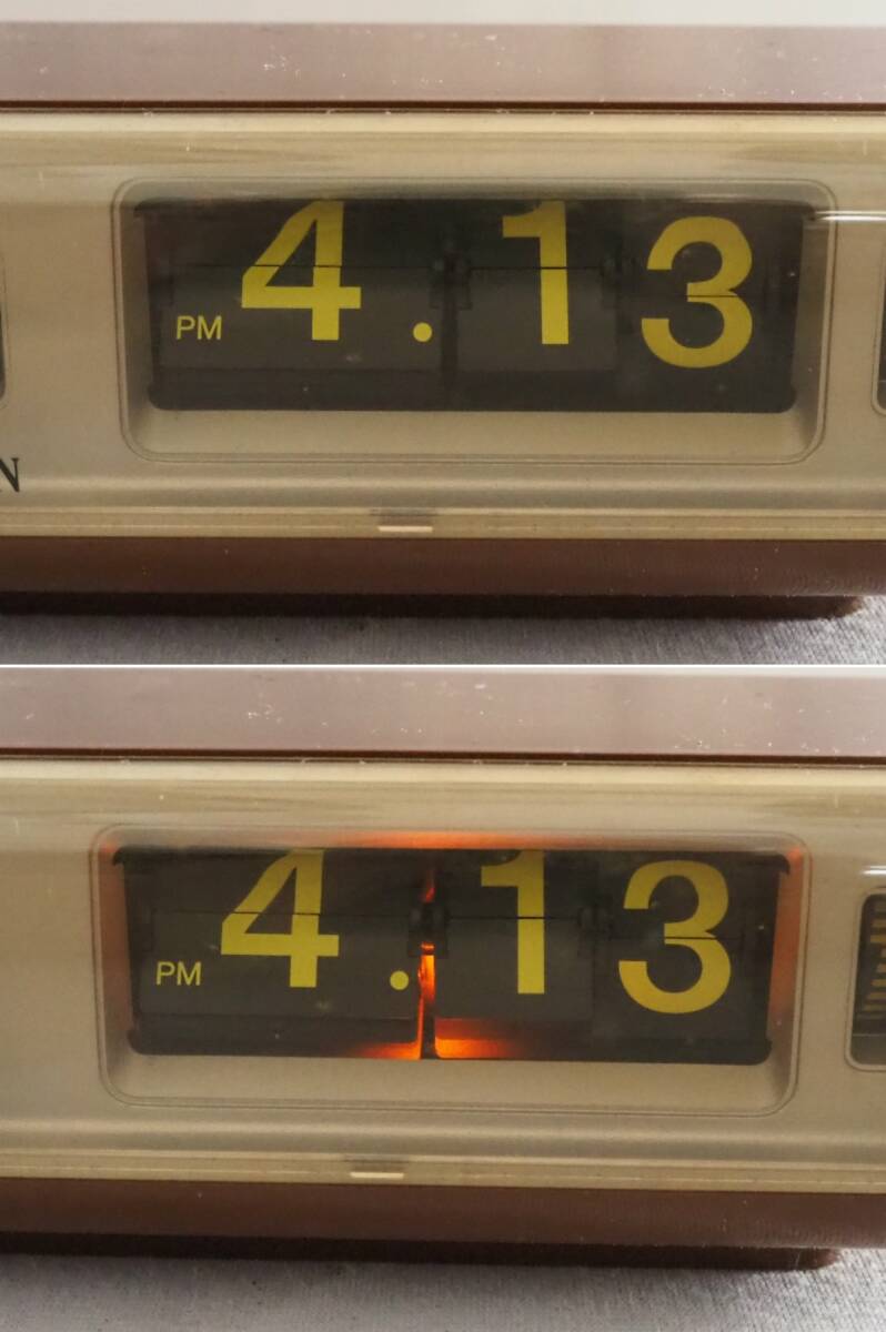 3T240424 昭和レトロ CITIZEN シチズン パタパタ時計 5RDO16 アラーム付 置時計 通電OK ジャンクの画像9