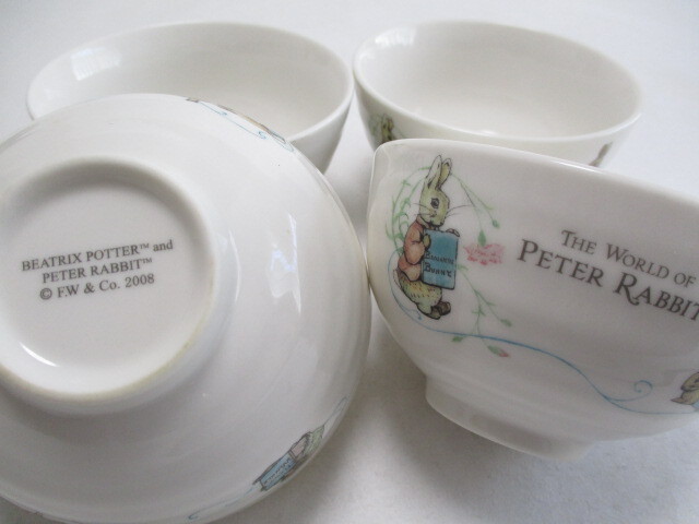  Peter Rabbit rice bowl,4 piece ceramics made made in Japan ball 