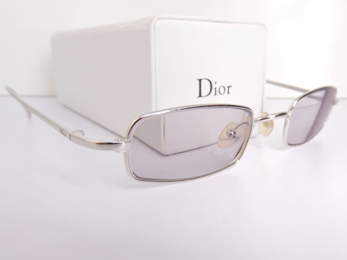 正規品 Dior クリスチャンディオール 度入りサングラス フレーム HANOI YB7 45□22 135 サイドCDロゴ シルバーカラー 片耳メガネチェーン_画像1
