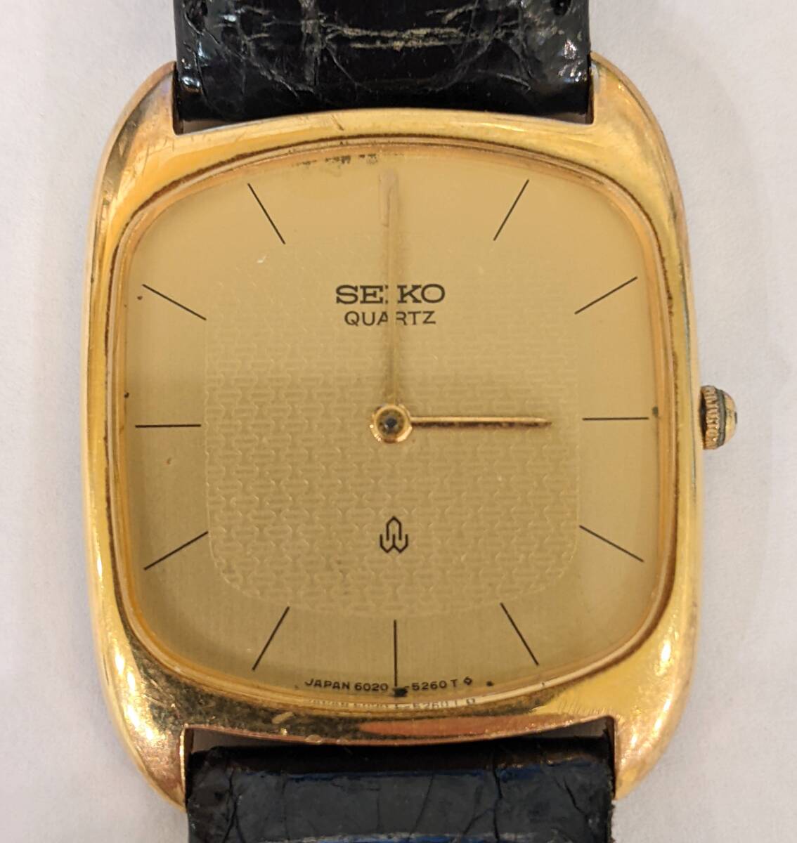 【11463】SEIKO　セイコー　クオーツ　腕時計　6020-5230　ケース　14K　アナログ　2針　レザーベルト　メンズ　時間　服飾小物_画像2