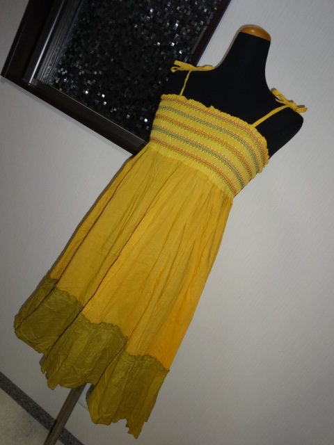 # несколько раз использование прекрасный товар ONE AFTERANOTHER NICECLAUP Nice Claup Cami лента One-piece блуза 2 номер M размер 9 номер 38 номер гора дуть желтый цвет горчица Karashi 