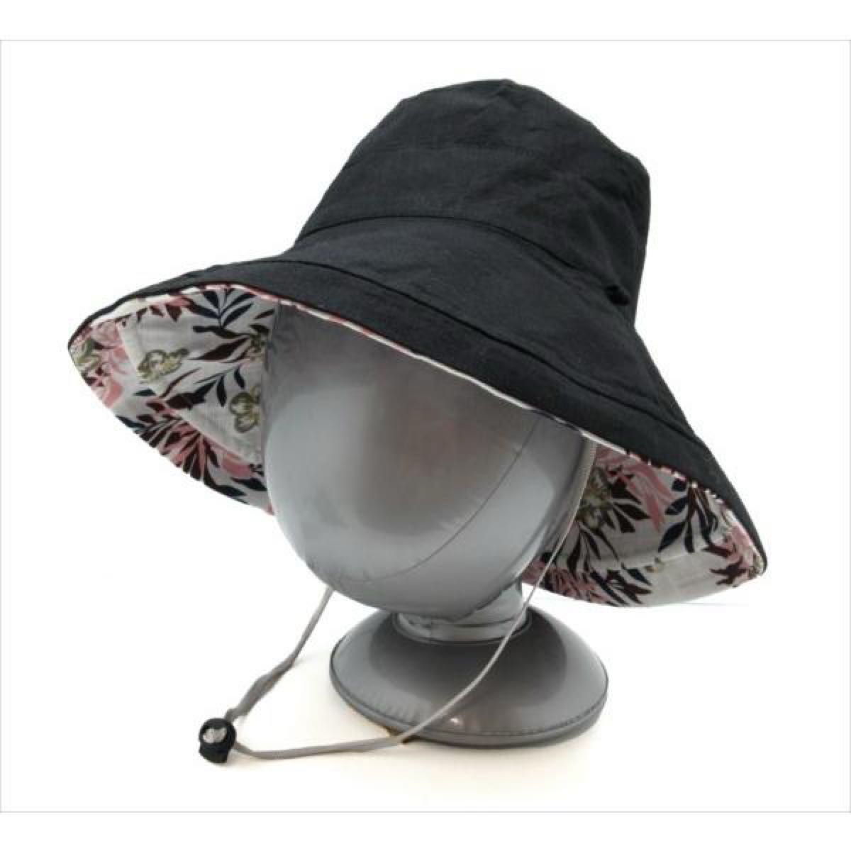 【リバーシブルハット】レディース 帽子UVカット つば広 紫外線対策 日焼け防止 日除け ハット  折りたたみ リバーシブル